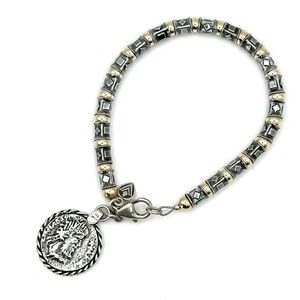 Silpada Retired B1582 Oxidized Silver & 14 KT Filled Bead Ancient Coin Bracelet